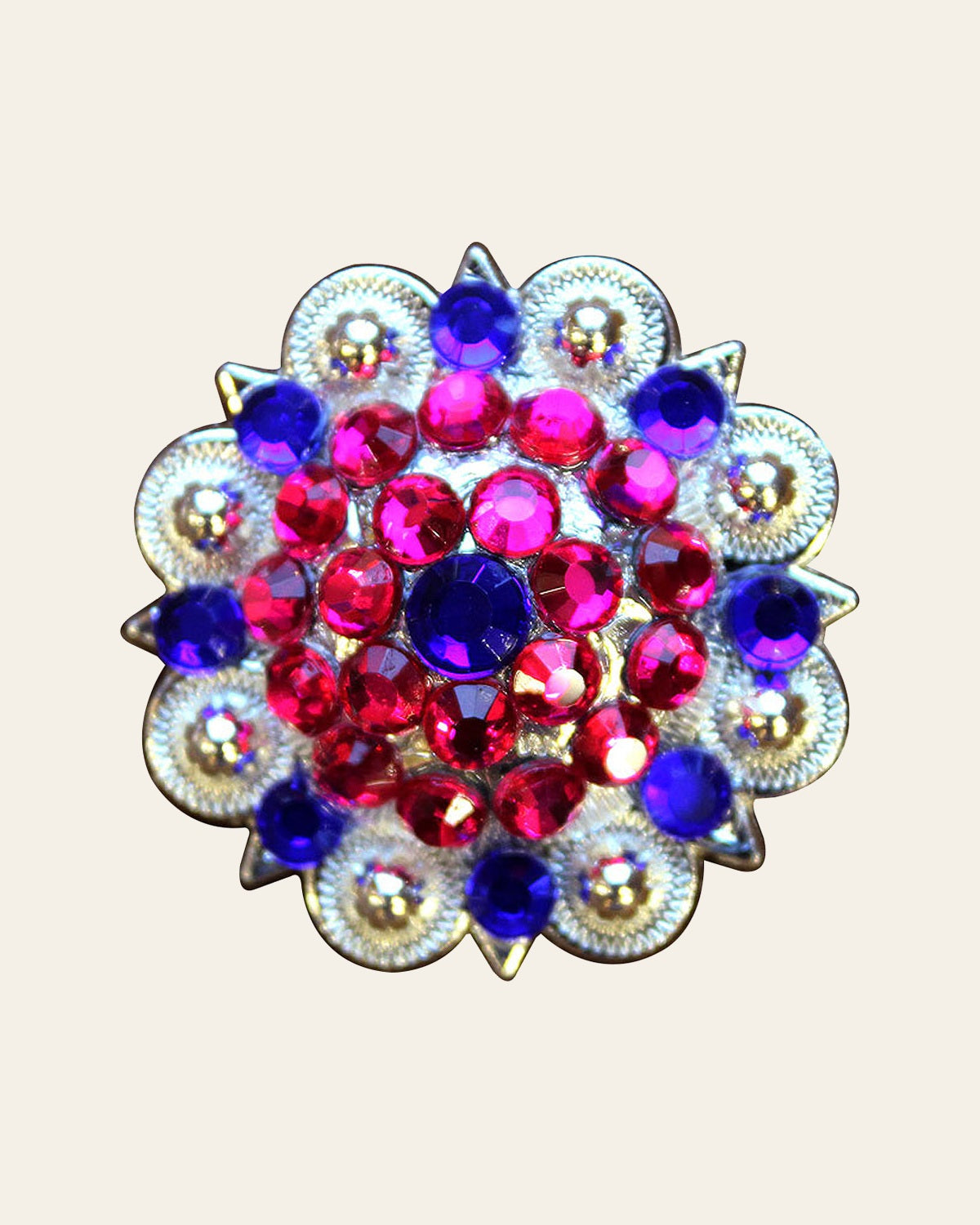 HILASON Western Screw Back Conchos 1.5" Pink Blue Rhinestone