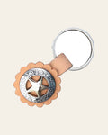 Hilason Western Tack Genuine Leather Keychain Gold Round Star Concho Gift