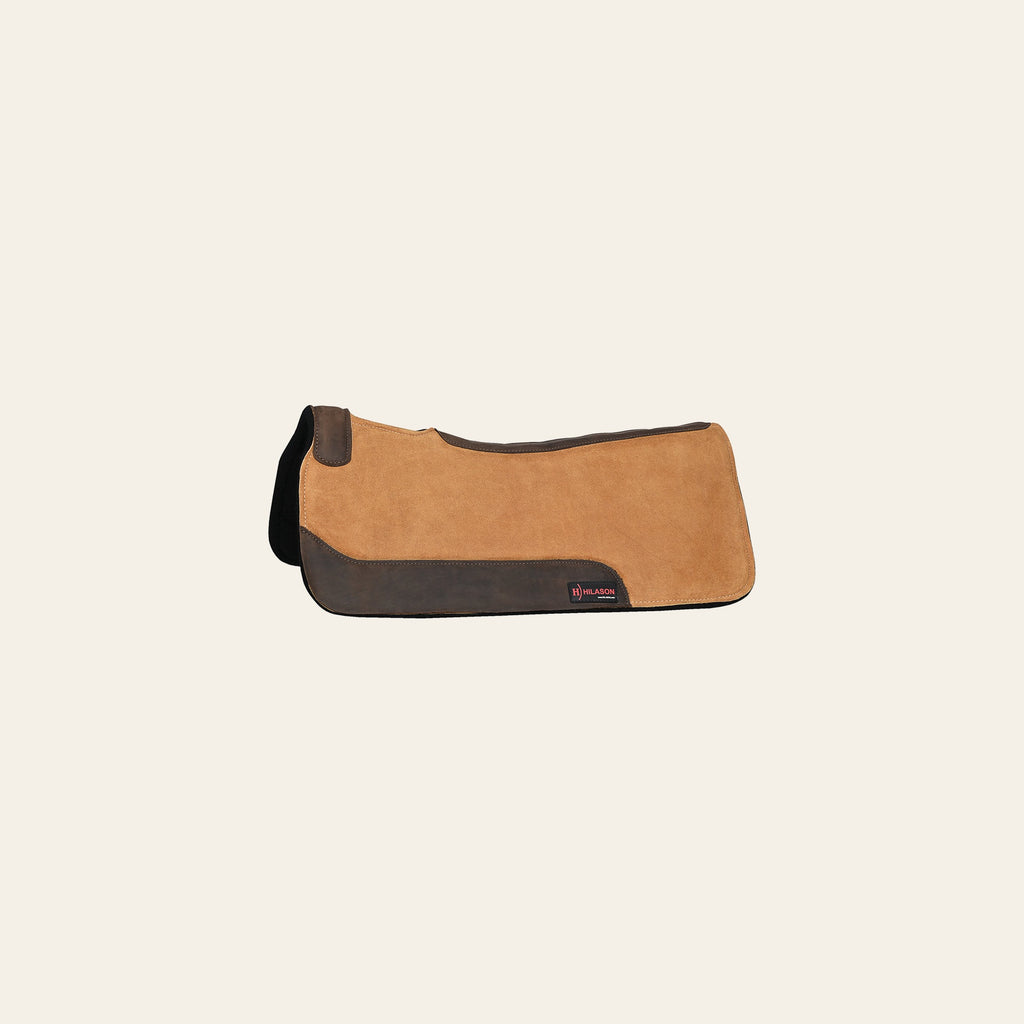 HILASON Western Wool Felt Horse Saddle Pad W/ Distressed Wear Leather | for Horses