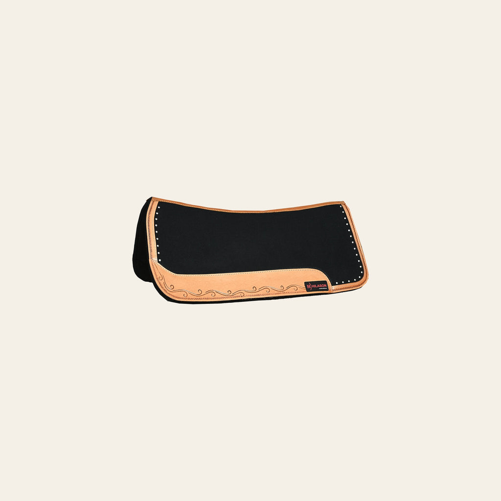 HILASON Western Wool Felt Horse Saddle Pad W/ Distressed Wear Leather | for Horses