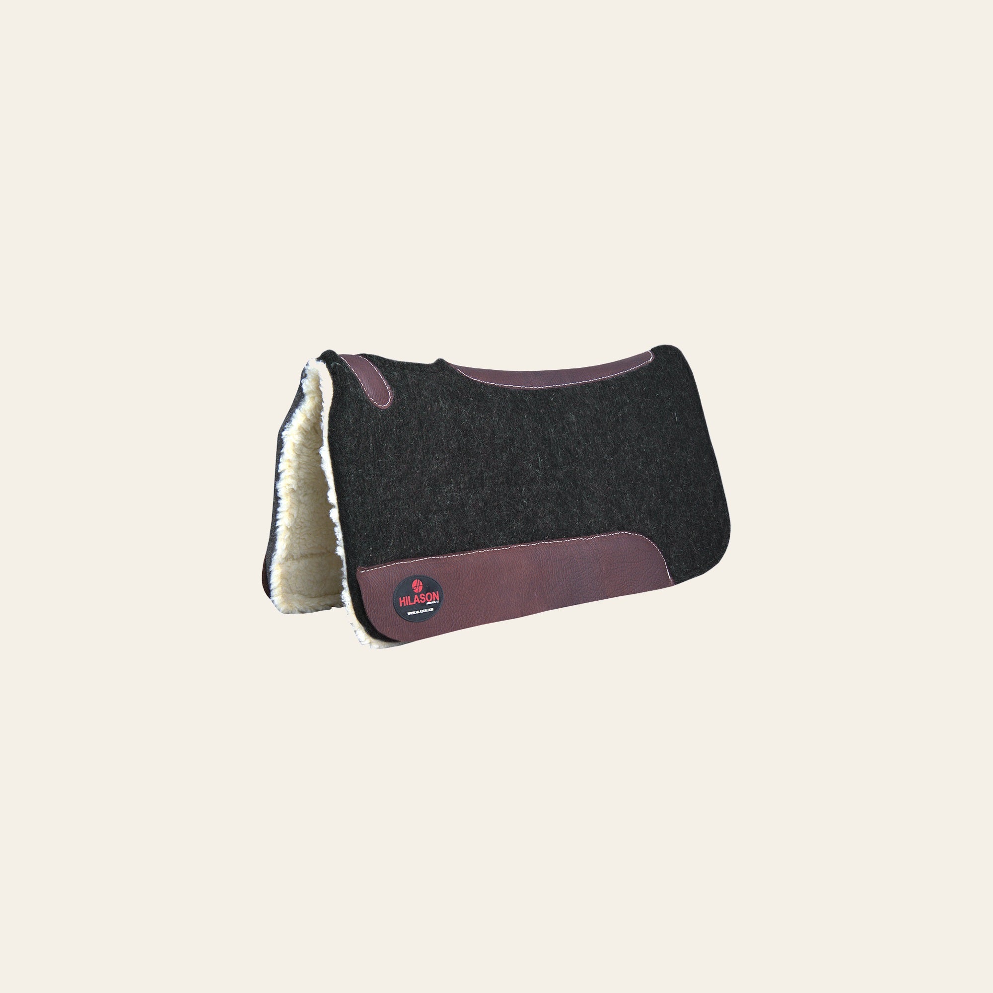 HILASON Western Wool Felt Horse Saddle Pad MADE IN USA With Distressed Wear Leather