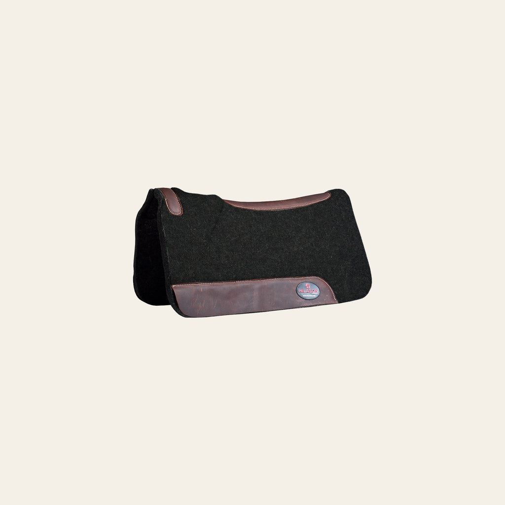 HILASON Western Wool Felt Horse Saddle Pad MADE IN USA With Distressed Wear Leather