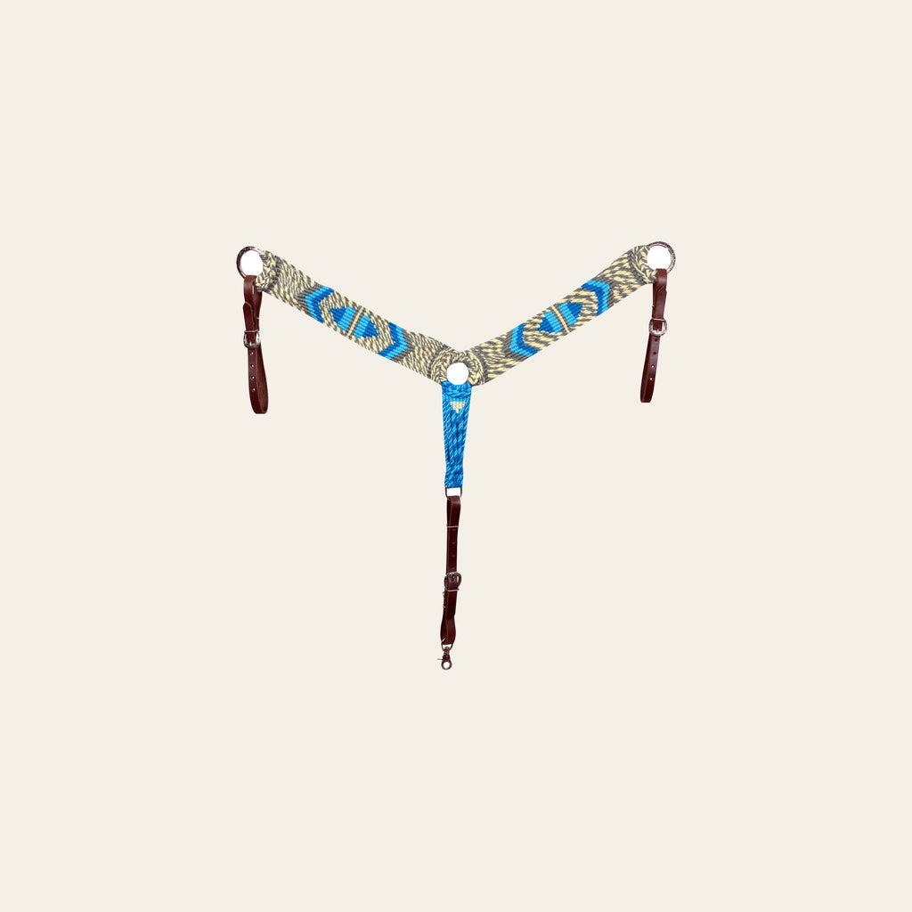 HILASON Western Wool Headstall & Breast Collar Tack Set Grey Turquoise | Leather for Horses