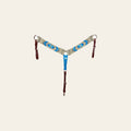 HILASON Western Wool Headstall & Breast Collar Tack Set Grey Turquoise | Leather for Horses