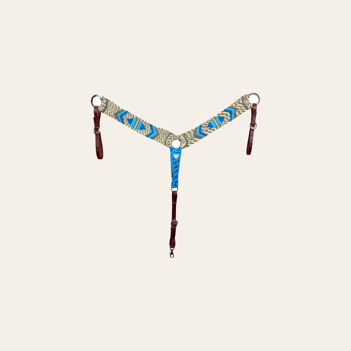 HILASON Western Wool Headstall & Breast Collar Tack Set Grey Turquoise | Leather for Horses