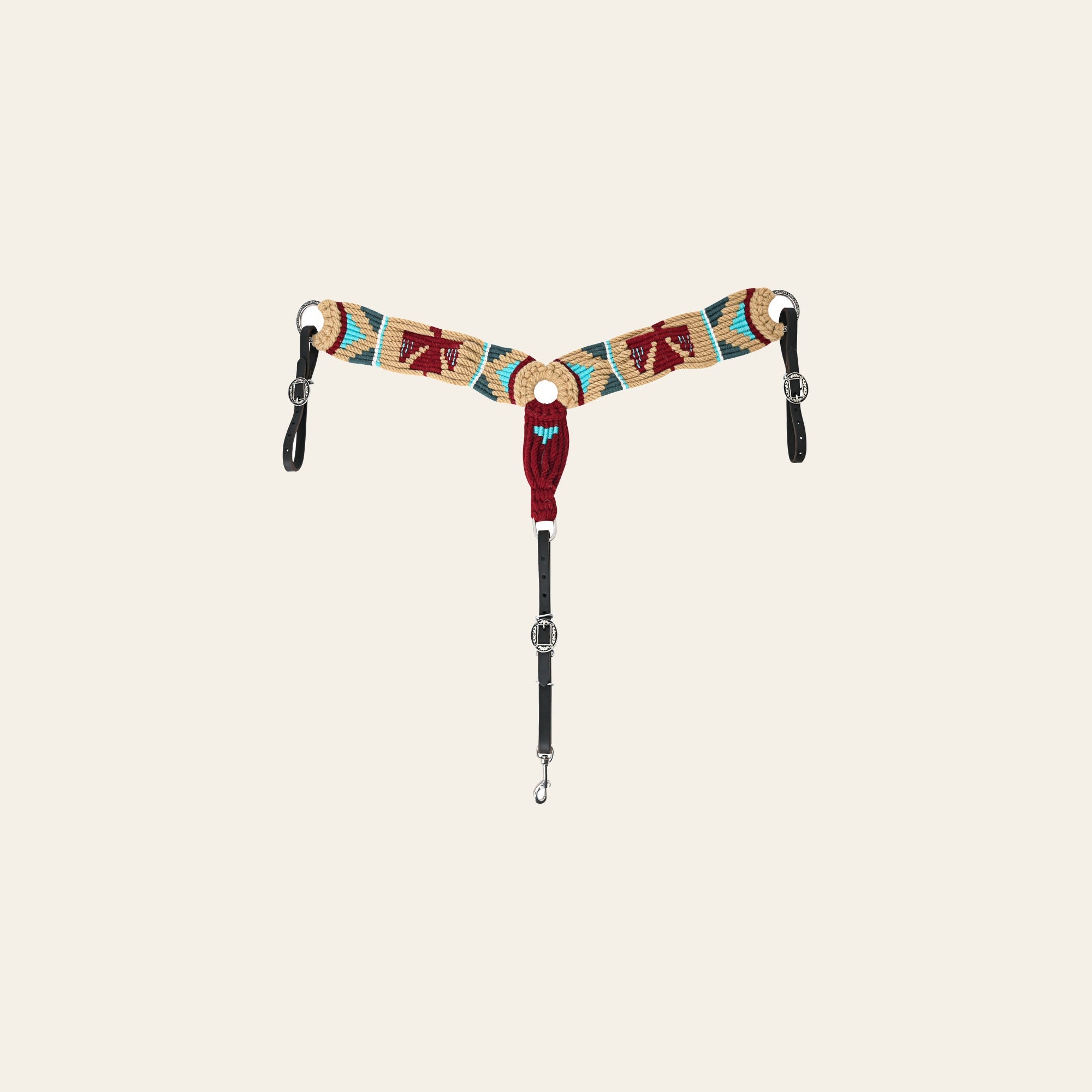 HILASON Western Wool Headstall & Breast Collar Tack Set Tan with Maroon |
