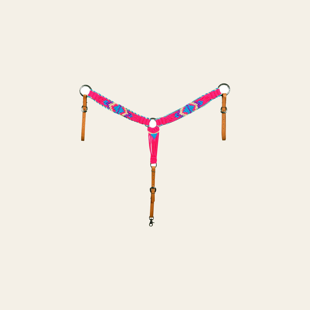 HILASON Western Wool Headstall & Breast Collar Tack Set Turquoise Pink | Leather for Horses