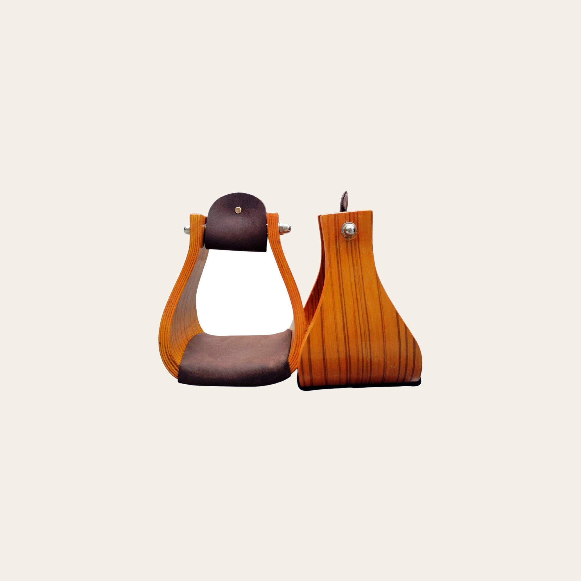 Hilason Wooden Western Horse Saddle Stirrups with Leather Tread