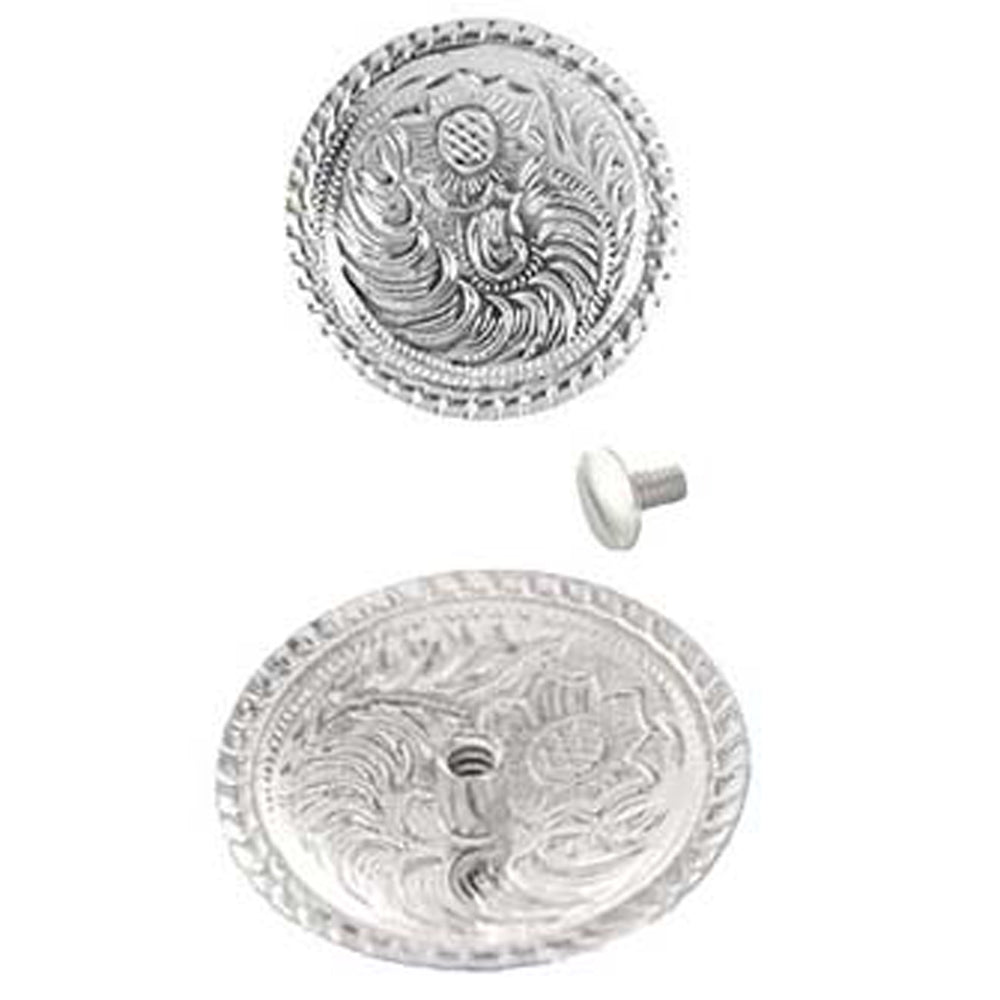 Hilason 1" Silver Plated Floral Round Western Concho with Screw Back