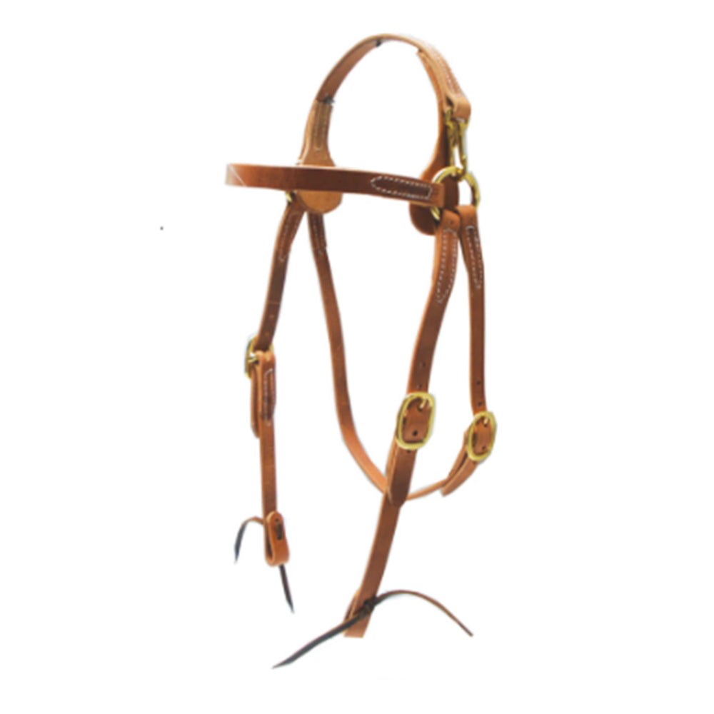 Hilason Western Leather Mule Snap Crown Headstall w/ Adjustable Fit