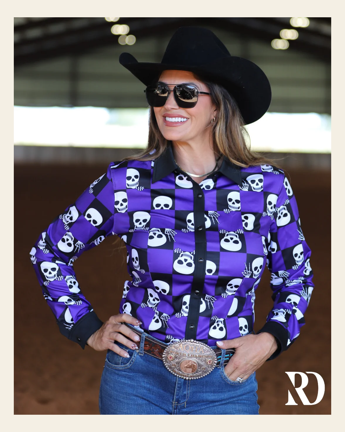 Holla-ween Performance Rodeo Shirt on a warm cream background