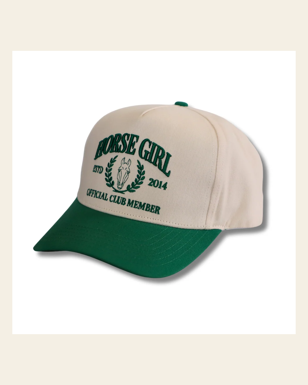 Horse Girl Hat on a warm cream background