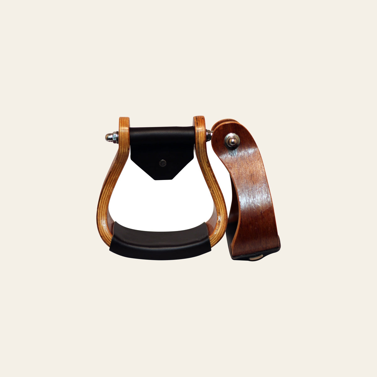 HILASON Saddle Curved Wooden Horse Stirrups Pair Western | Aluminum Leather Endurance Angled Padded