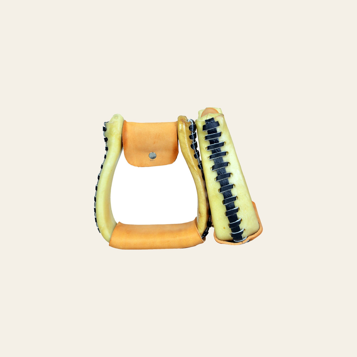 HILASON Horse Western Saddle Rawhide Leather Stirrups Pair | for Barrel Racing Horses