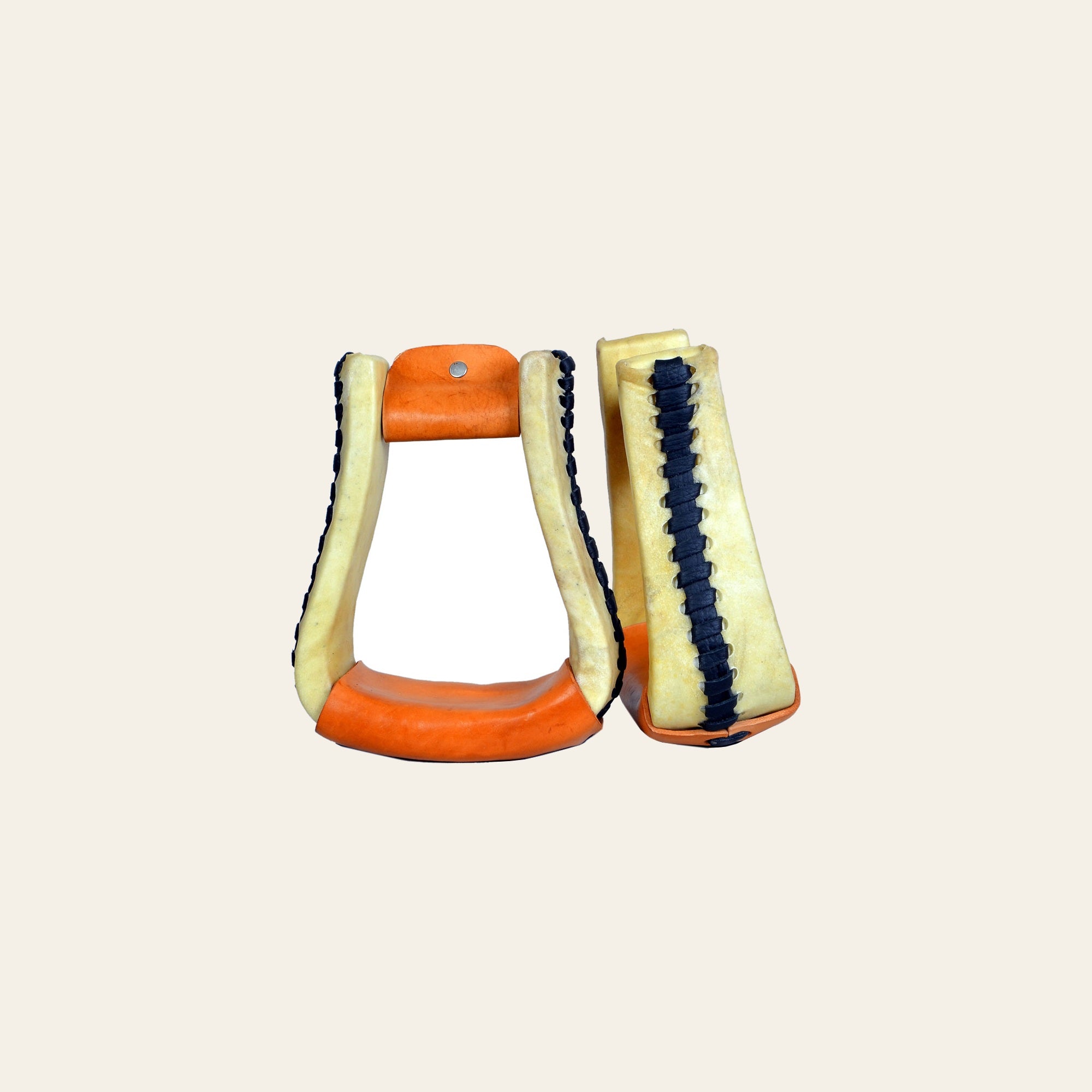 HILASON Horse Western Saddle Rawhide Leather Stirrups Pair | for Barrel Racing Horses