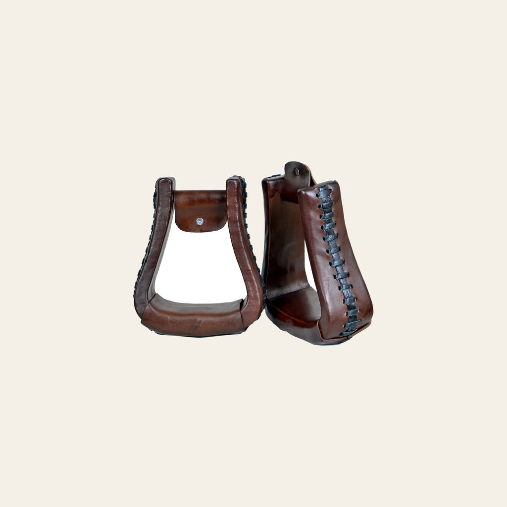 HILASON Horse Western Saddle Leather Stirrups Pair | for Barrel Racing Horses