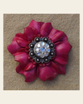 Hot Pink Carnation Flower With Antique Silver Clear 1" Concho on a warm cream background