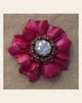 Hot Pink Carnation Flower With Copper Clear 1" Concho on a warm cream background