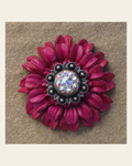 Hot Pink Daisy Flower With Antique Silver AB 1" Concho on a warm cream background