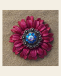 Hot Pink Daisy Flower With Antique Silver Capri and AB 1" Concho on a warm cream background