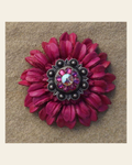 Hot Pink Daisy Flower With Antique Silver Fuchsia and AB 1" Concho on a warm cream background