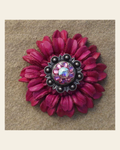 Hot Pink Daisy Flower With Antique Silver Pink and AB 1" Concho on a warm cream background