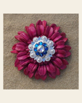 Hot Pink Daisy Flower With Bright Silver Capri and AB 1" Concho on a warm cream background