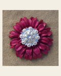 Hot Pink Daisy Flower With Bright Silver Clear 1" Concho on a warm cream background