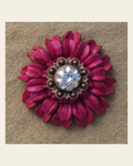 Hot Pink Daisy Flower With Copper Clear 1" Concho on a warm cream background