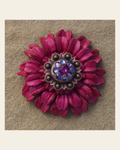 Hot Pink Daisy Flower With Copper Fuchsia & Lilac 1" Concho on a warm cream background