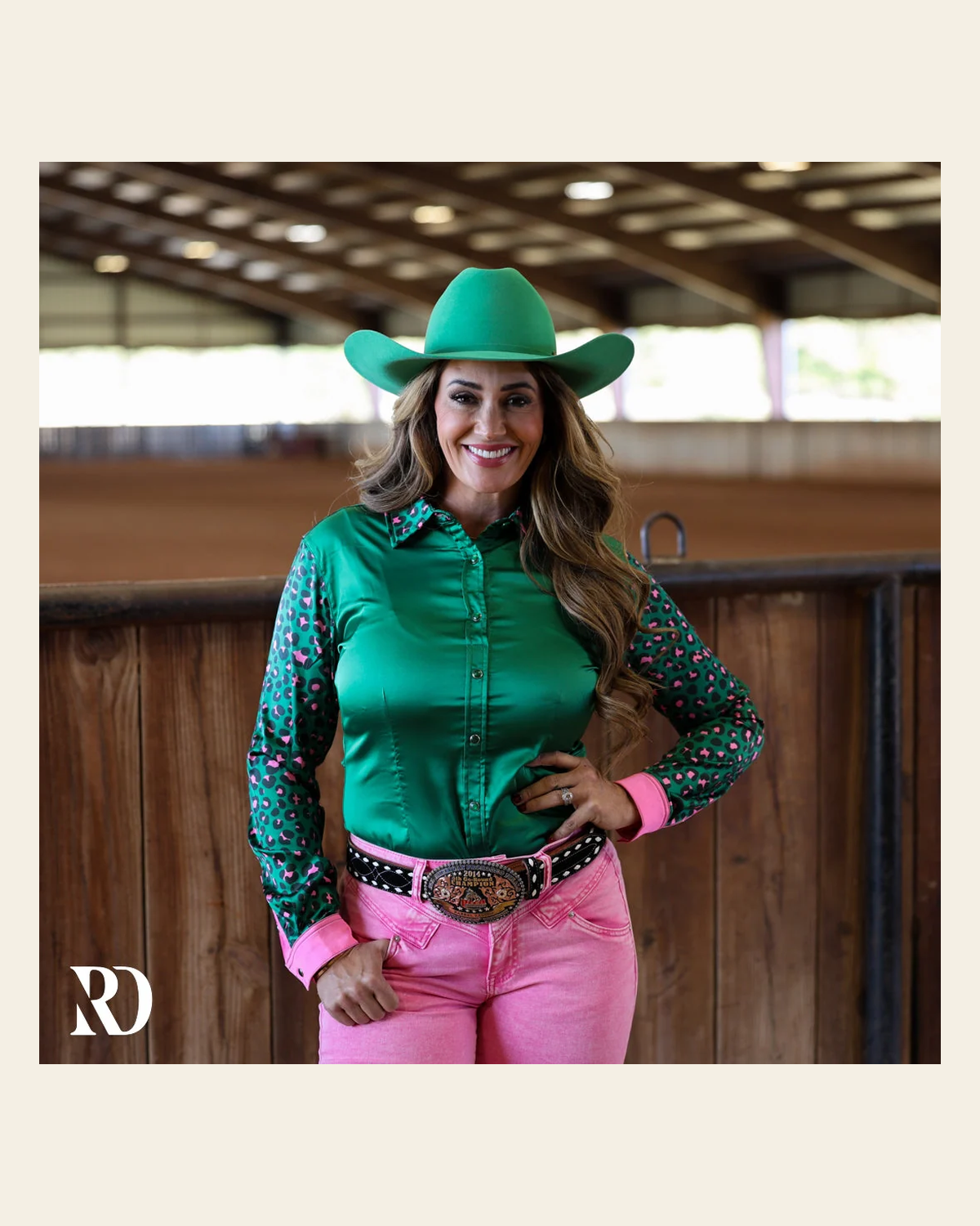 Hot Shot Leopard Satin Performance Rodeo Shirt on a warm cream background