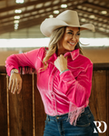 Hot Pink Fringe Velvet Performance Rodeo Shirt (adult)