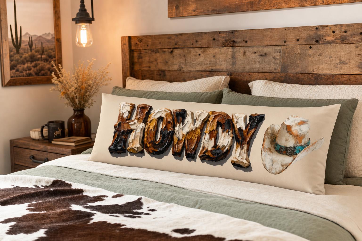 Baha Ranch Western Howdy Highland Cow Body Pillow Cover Made in America by Baha Ranch Western Wear - product image 2