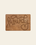 Howdy Western Floor Mat 24" x 16" Made in America on a warm cream background