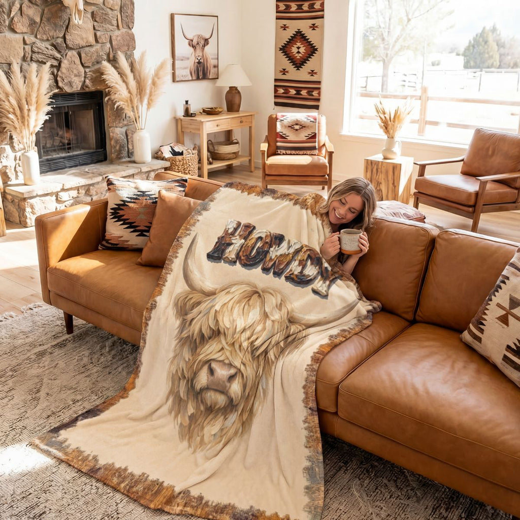 Baha Ranch Howdy Highland Throw Blanket 60" x 80" Made in America by Baha Ranch Western Wear - product image 2