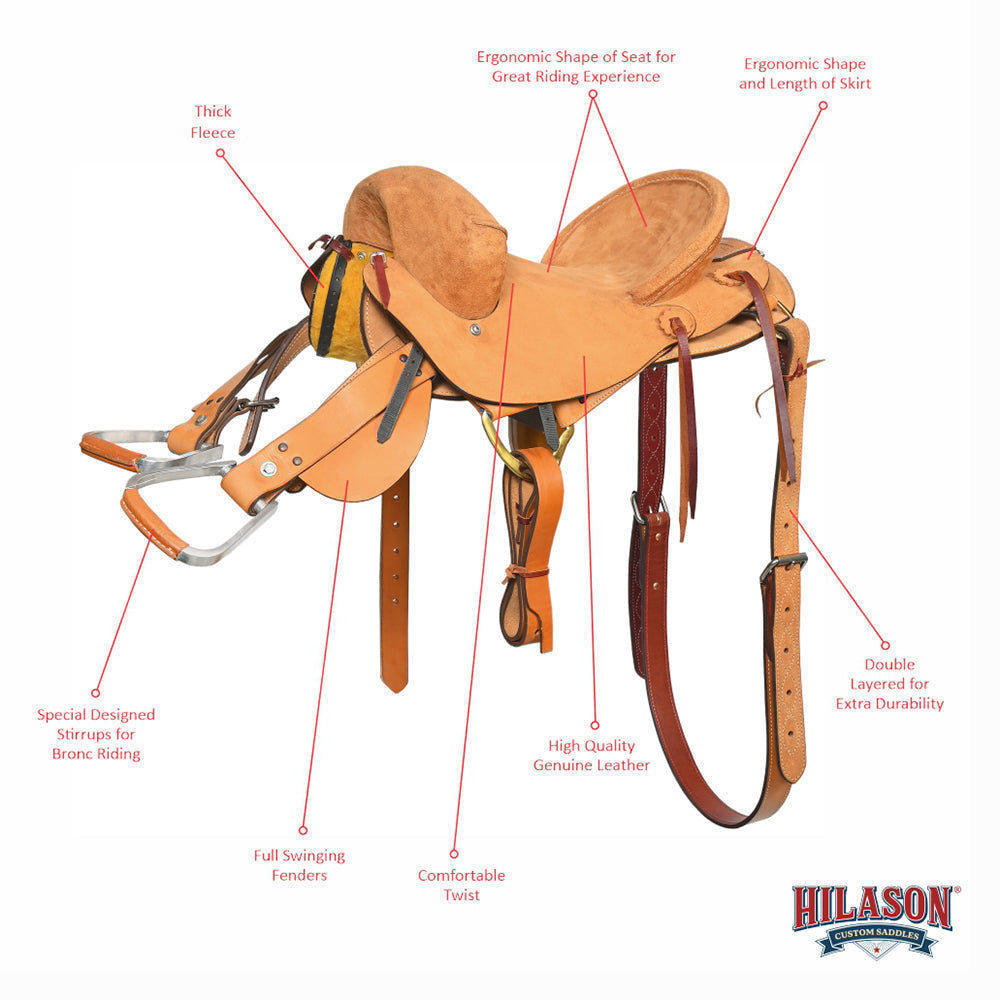 13" Hilason Classic Series Hand-Made Rodeo Bronc American Leather Saddle