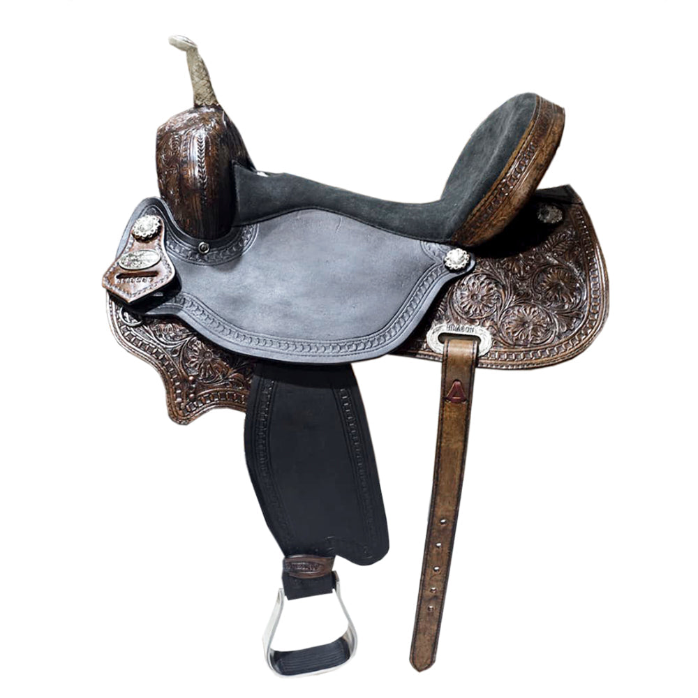 16 In HILASON Horse Barrel Trail Pleasure Endurance Leather Saddle Dark Brown