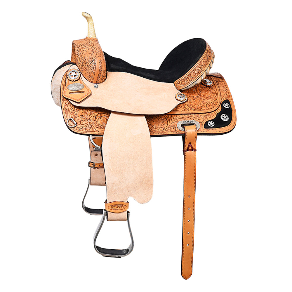 HILASON Western Horse Treeless Saddle American Leather Barrel | for Horses