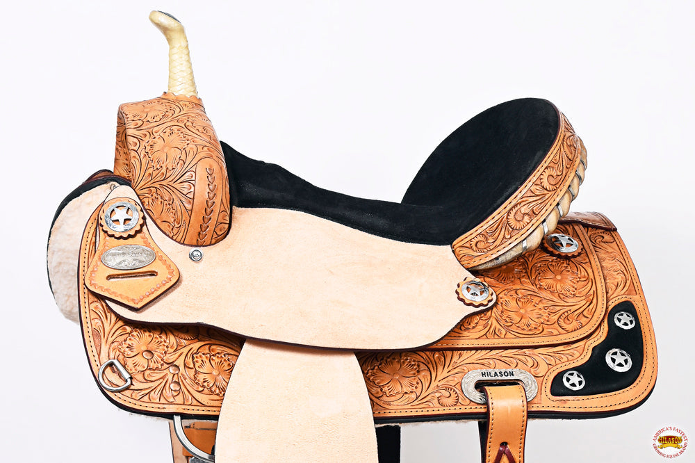 HILASON Western Horse Treeless Saddle American Leather Barrel | for Horses