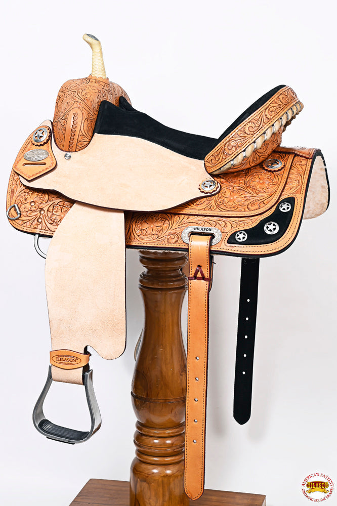 HILASON Western Horse Treeless Saddle American Leather Barrel | for Horses