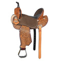 Hilason Western Horse Barrel Flex Tree Trail American Leather Saddle Brown / Tan Gorgeous Floral Hand Tooled & Carved