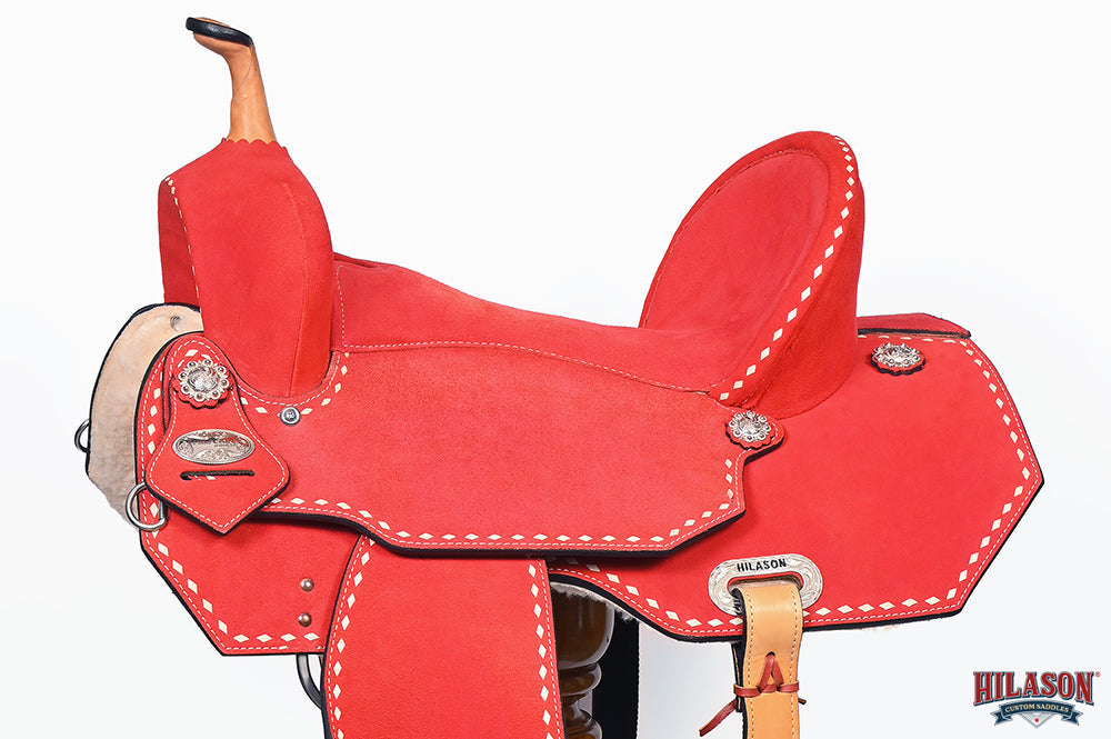 Hilason Western Horse Barrel Flex Tree Trail American Leather Saddle Red