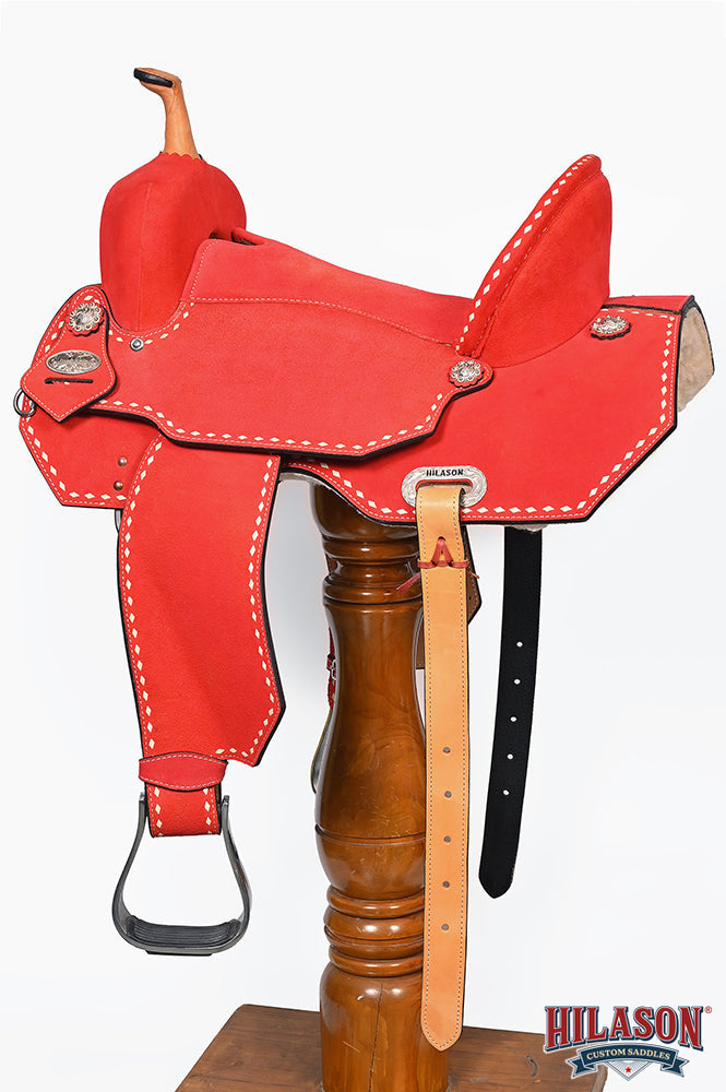 Hilason Western Horse Barrel Flex Tree Trail American Leather Saddle Red