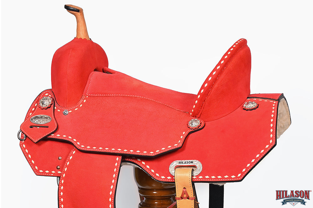 Hilason Western Horse Barrel Flex Tree Trail American Leather Saddle Red