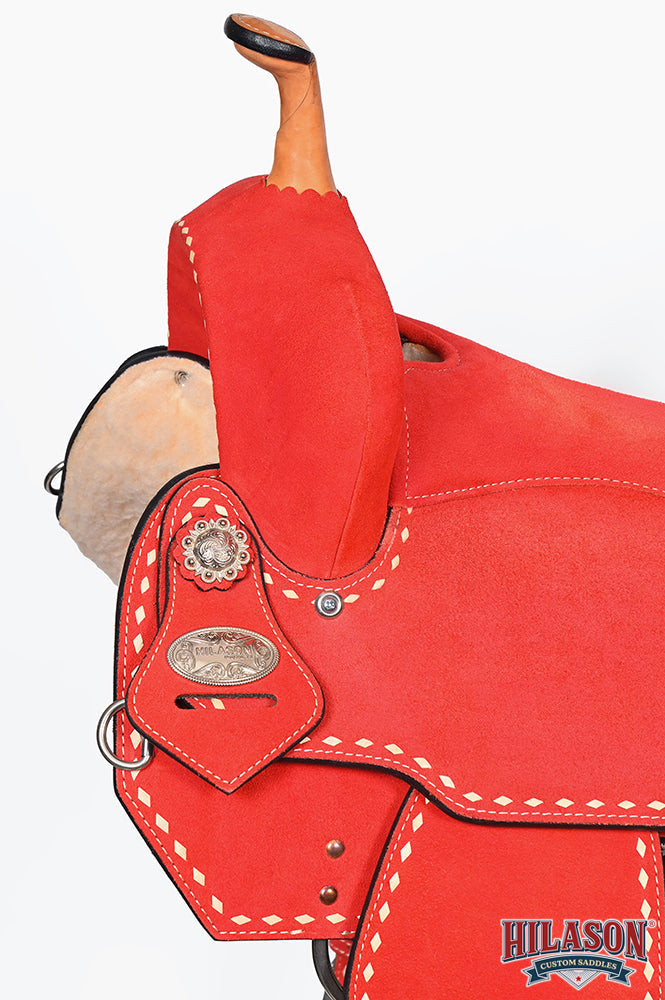 Hilason Western Horse Barrel Flex Tree Trail American Leather Saddle Red