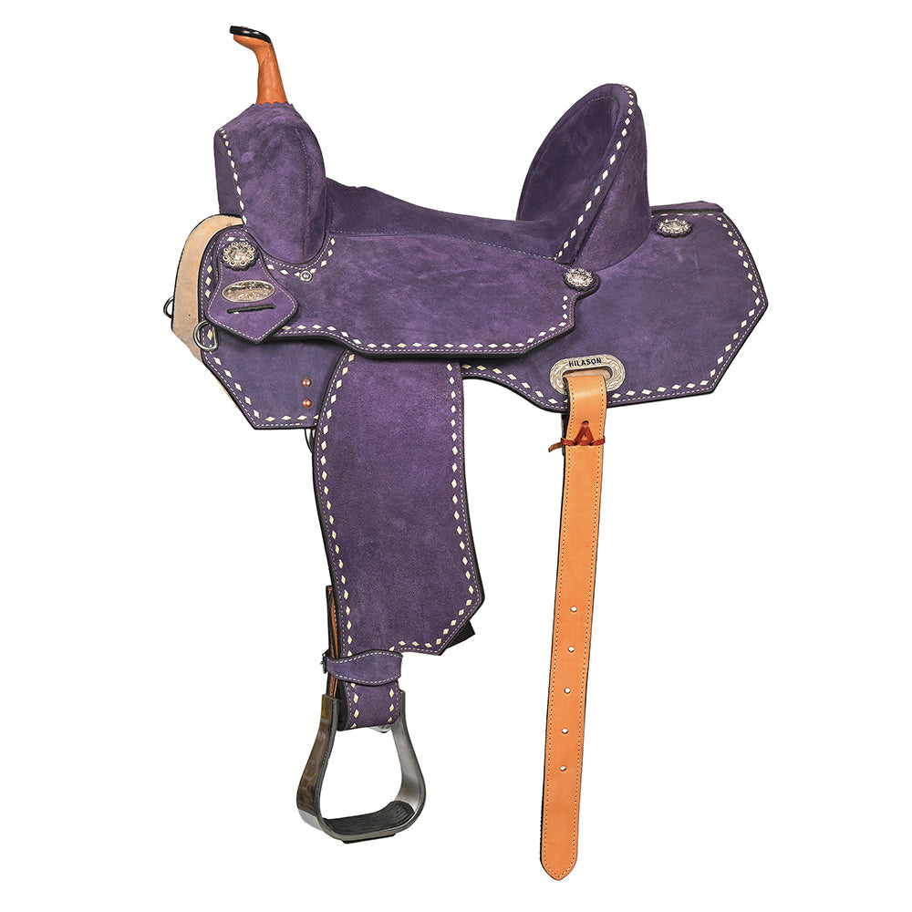 Hilason Western Horse Barrel Flex Tree Trail American Leather Saddle Blue