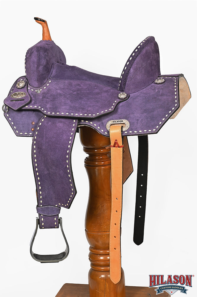 Hilason Western Horse Barrel Flex Tree Trail American Leather Saddle Blue
