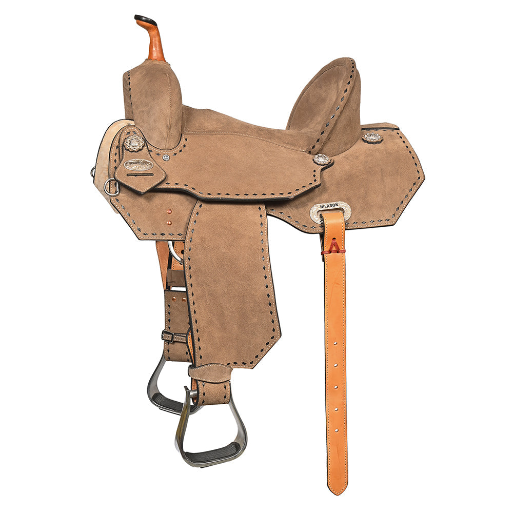 Hilason Western Horse Barrel Flex Tree Trail American Leather Saddle Gray