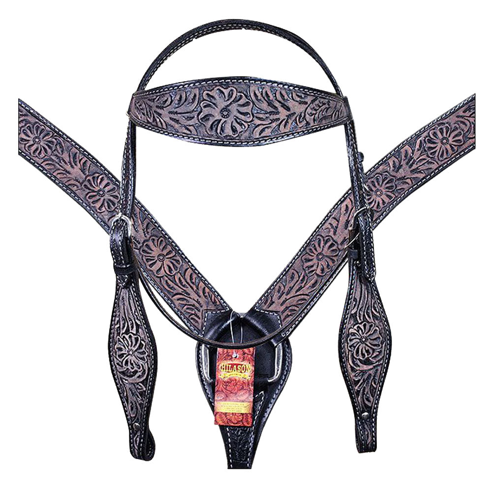 HILASON Western Horse Treeless Trail Barrel Saddle American Leather Black Rough Out w/ Tack Set