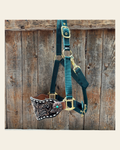 Hunter Green Nylon Horse Halter – Bronc Noseband with Western Conchos NH114 on a warm cream background